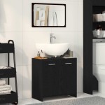 vidaXL Dulap de baie cu oglindă din lemn de stejar negru vidaXL Dulap de baie cu oglindă din lemn de stejar negru