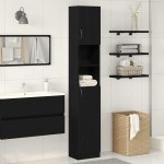 vidaXL Dulap de baie stejar negru 32x25,5x190 cm lemn prelucrat vidaXL Dulap de baie stejar negru 32x25,5x190 cm lemn prelucrat