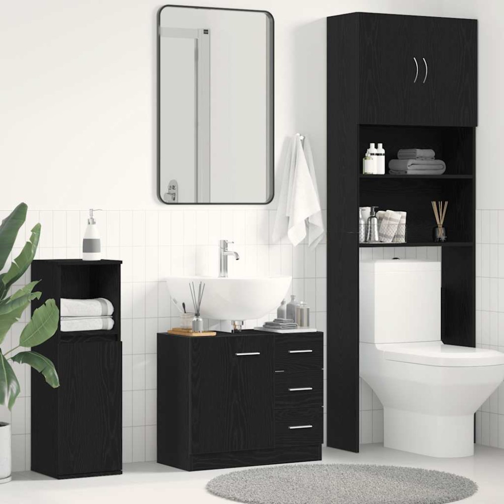 vidaXL Dulap pentru chiuvetă Stejar negru 63x30x54 cm Lemn prelucrat