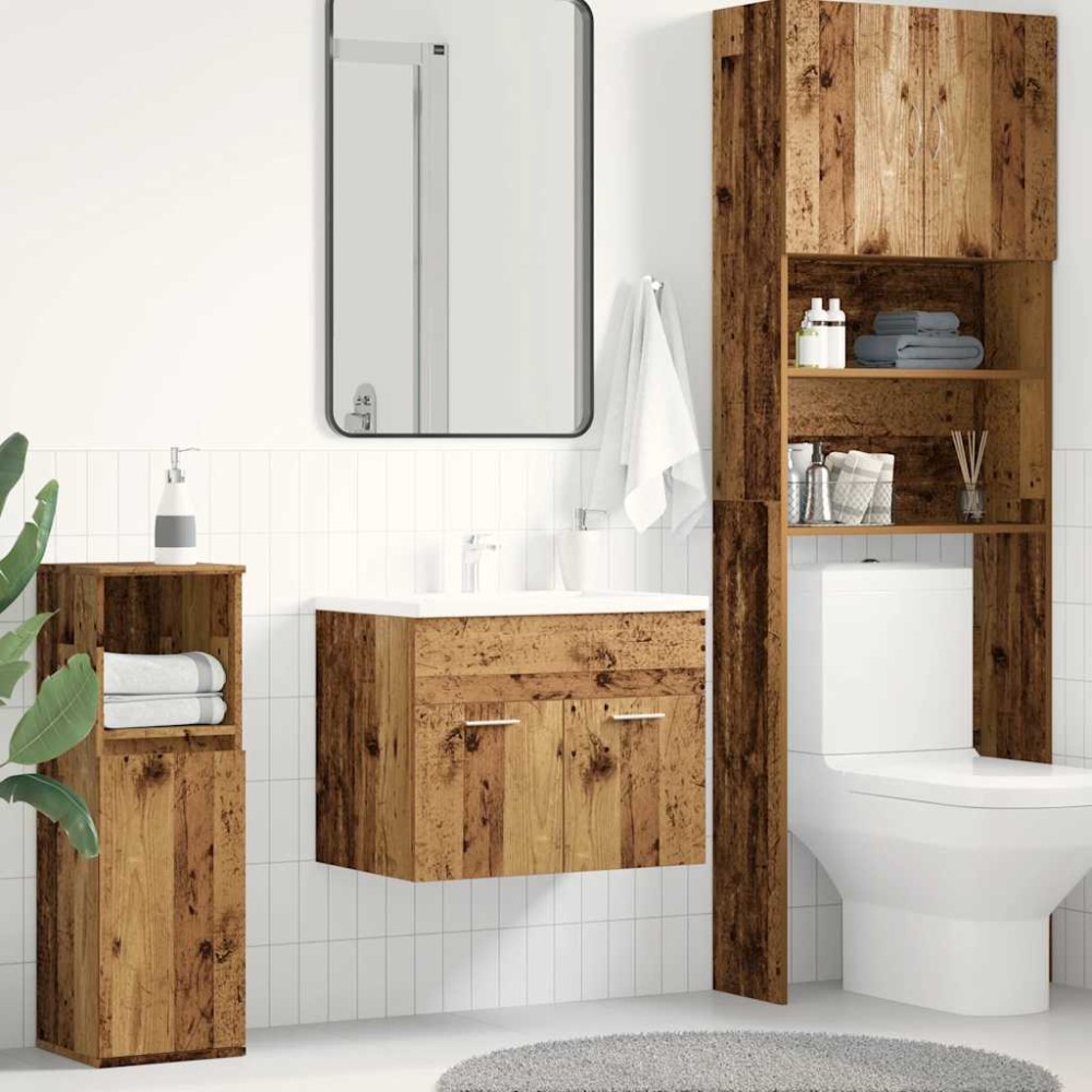 vidaXL Dulap chiuvetă baie, lemn vechi, 60x38,5x46 cm, lemn prelucrat