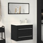 vidaXL Dulap pentru chiuveta de baie stejar negru lemn prelucrat vidaXL Dulap pentru chiuveta de baie stejar negru lemn prelucrat