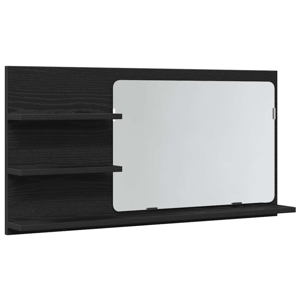 vidaXL Dulap cu oglindă pentru baie, stejar negru, 90x11x45 cm, lemn stratificat