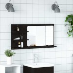 vidaXL Dulap cu oglindă pentru baie, stejar negru, 90x11x45 cm, lemn stratificat vidaXL Dulap cu oglindă pentru baie, stejar negru, 90x11x45 cm, lemn stratificat