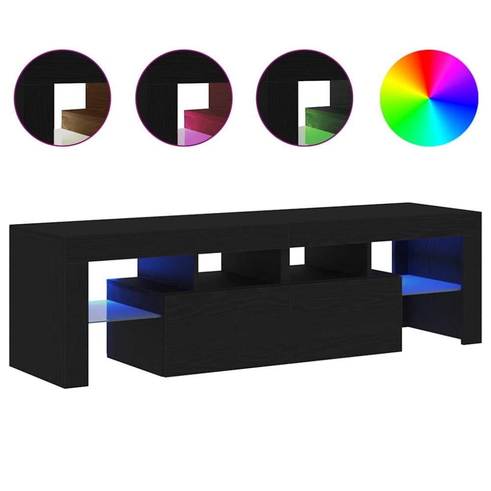 vidaXL Dulap TV cu LED stejar negru 140x36,5x40 cm lemn prelucrat
