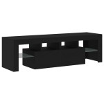 vidaXL Dulap TV cu LED stejar negru 140x36,5x40 cm lemn prelucrat