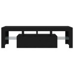 vidaXL Dulap TV cu LED stejar negru 140x36,5x40 cm lemn prelucrat
