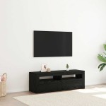 vidaXL Dulap TV cu LED stejar negru 120x35x40 cm lemn prelucrat
