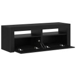 vidaXL Dulap TV cu LED stejar negru 120x35x40 cm lemn prelucrat