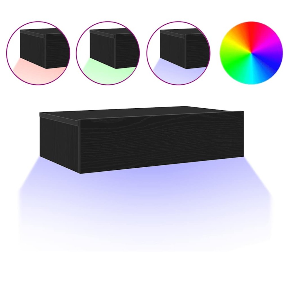 vidaXL Comodă TV cu lumini LED, stejar negru, 60x35x15,5 cm