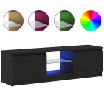 vidaXL Dulap TV cu LED stejar negru 120x30x36cm lemn prelucrat