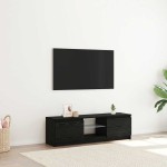 vidaXL Dulap TV cu LED stejar negru 120x30x36cm lemn prelucrat