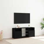 vidaXL Dulap TV cu LED stejar negru 120x30x50 cm lemn prelucrat