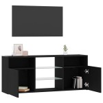 vidaXL Dulap TV cu LED stejar negru 120x30x50 cm lemn prelucrat