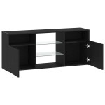 vidaXL Dulap TV cu LED stejar negru 120x30x50 cm lemn prelucrat