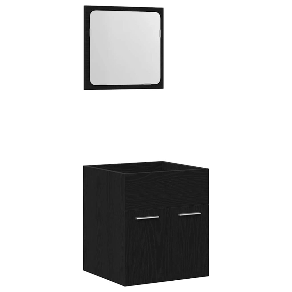 vidaXL Set de mobilier de baie din 2 piese din lemn de stejar negru