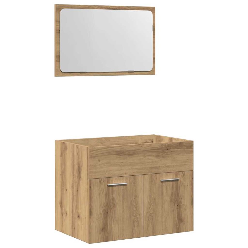 vidaXL Set mobilier de baie, 2 piese, stejar artizanal, lemn prelucrat