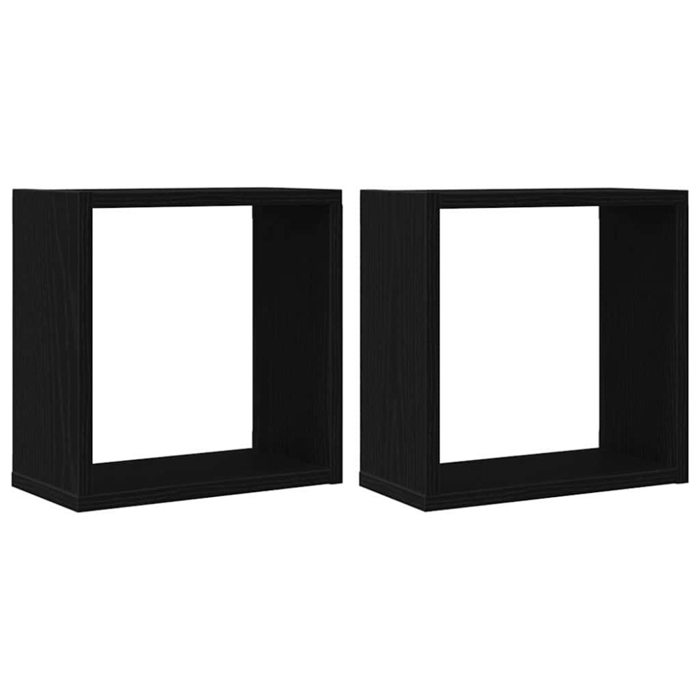 vidaXL Rafturi de perete cub 2 buc. stejar negru, 30x15x30 cm lemn