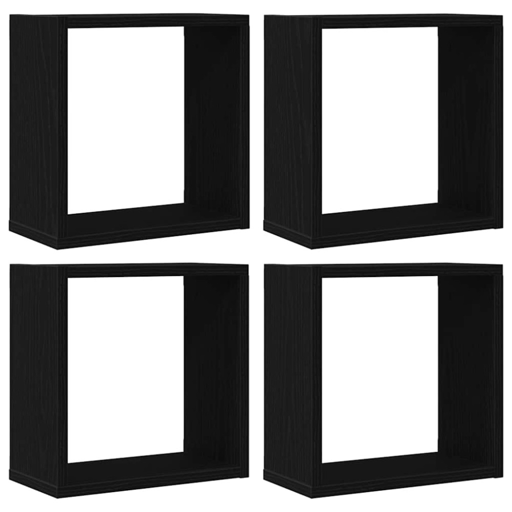 vidaXL Rafturi de perete cub 4 buc. stejar negru, 30x15x30 cm lemn