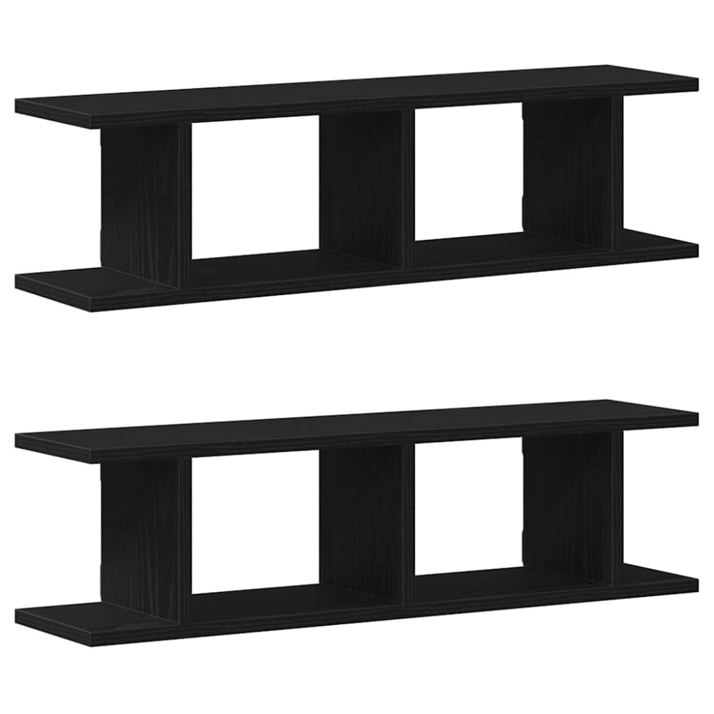 vidaXL Rafturi de perete 2 buc Stejar negru 75x18x20 cm Lemn prelucrat
