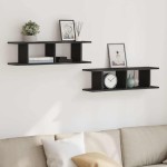 vidaXL Rafturi de perete 2 buc Stejar negru 75x18x20 cm Lemn prelucrat vidaXL Rafturi de perete 2 buc Stejar negru 75x18x20 cm Lemn prelucrat
