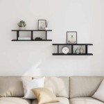 vidaXL Rafturi de perete 2 buc Stejar negru 75x18x20 cm Lemn prelucrat vidaXL Rafturi de perete 2 buc Stejar negru 75x18x20 cm Lemn prelucrat