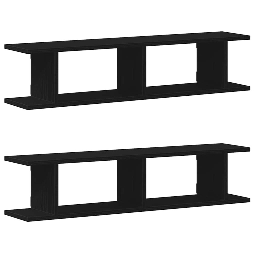 vidaXL Rafturi de perete 2 buc Stejar negru 90x18x20 cm Lemn prelucrat