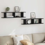 vidaXL Rafturi de perete 2 buc Stejar negru 90x18x20 cm Lemn prelucrat vidaXL Rafturi de perete 2 buc Stejar negru 90x18x20 cm Lemn prelucrat