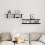 vidaXL Rafturi de perete 2 buc Stejar negru 90x18x20 cm Lemn prelucrat vidaXL Rafturi de perete 2 buc Stejar negru 90x18x20 cm Lemn prelucrat