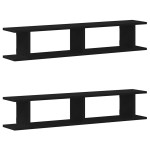 vidaXL Rafturi de perete 2 buc Stejar negru 105x18x2 cm Lemn prelucrat vidaXL Rafturi de perete 2 buc Stejar negru 105x18x2 cm Lemn prelucrat