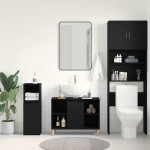 vidaXL Dulap chiuvetă, stejar negru, 80x33x60 cm, lemn stratificat vidaXL Dulap chiuvetă, stejar negru, 80x33x60 cm, lemn stratificat