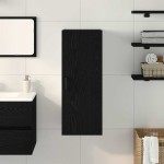 vidaXL Dulap de perete, stejar negru, 34,5x34x90 cm, lemn stratificat