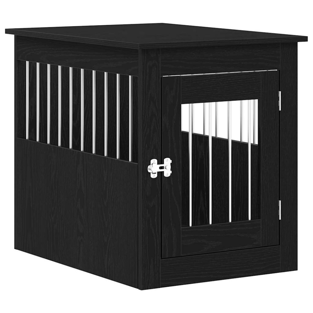 vidaXL Cușcă pentru câini, stejar negru, 75x55x65 cm, lemn stratificat