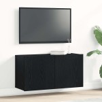 vidaXL Comodă TV din stejar negru, 80x30x41 cm, lemn stratificat vidaXL Comodă TV din stejar negru, 80x30x41 cm, lemn stratificat