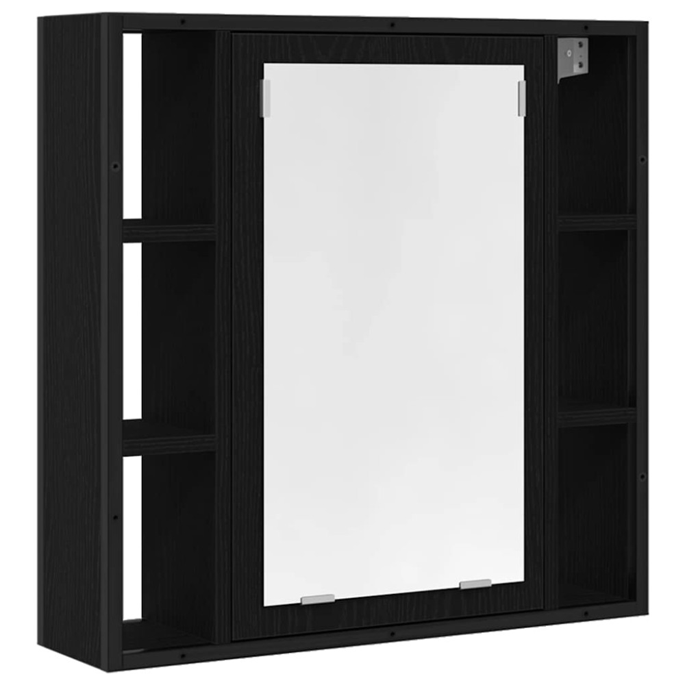 vidaXL Dulap cu oglindă de baie stejar negru 60x16x60cm lemn prelucrat