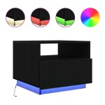 vidaXL Masuta de cafea cu lumini LED Stejar negru 50x49x40 cm