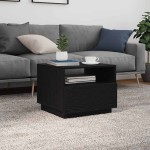 vidaXL Masuta de cafea cu lumini LED Stejar negru 50x49x40 cm