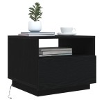 vidaXL Masuta de cafea cu lumini LED Stejar negru 50x49x40 cm