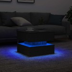 vidaXL Masuta de cafea cu lumini LED Stejar negru 50x50x40 cm vidaXL Masuta de cafea cu lumini LED Stejar negru 50x50x40 cm