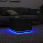 vidaXL Masuta de cafea cu lumini LED Stejar negru 50x50x40 cm vidaXL Masuta de cafea cu lumini LED Stejar negru 50x50x40 cm