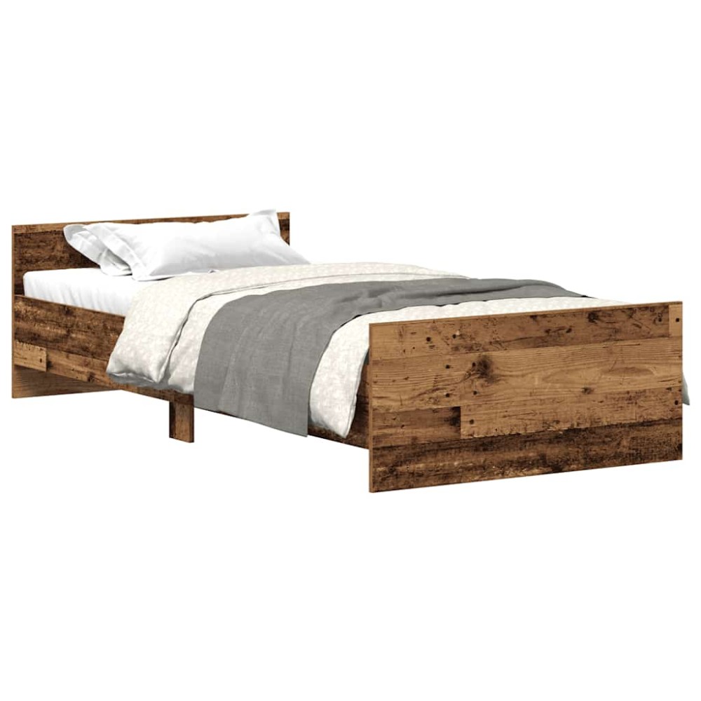 vidaXL Cadru de pat fără saltea Lemn vechi 75x190 cm Lemn prelucrat