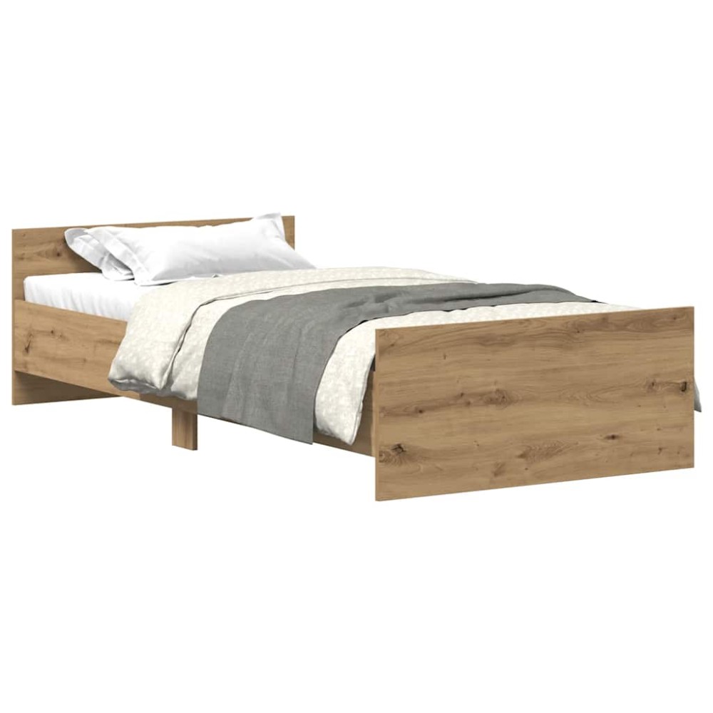 vidaXL Cadru de pat fără saltea Stejar Artisan 75x190cm Lemn prelucrat
