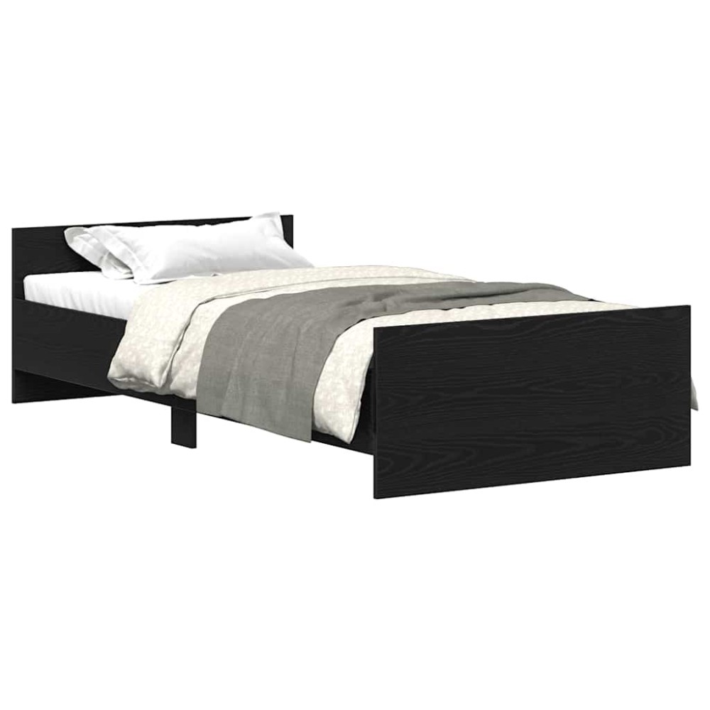 vidaXL Cadru de pat fără saltea Stejar negru 75x190 cm Lemn prelucrat