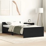 vidaXL Cadru de pat fără saltea Stejar negru 75x190 cm Lemn prelucrat vidaXL Cadru de pat fără saltea Stejar negru 75x190 cm Lemn prelucrat