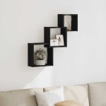 vidaXL Rafturi cub perete, stejar negru, 68x15x68 cm, lemn prelucrat vidaXL Rafturi cub perete, stejar negru, 68x15x68 cm, lemn prelucrat