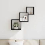vidaXL Rafturi cub perete, stejar negru, 68x15x68 cm, lemn prelucrat vidaXL Rafturi cub perete, stejar negru, 68x15x68 cm, lemn prelucrat