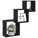 vidaXL Rafturi cub perete, stejar negru, 68x15x68 cm, lemn prelucrat vidaXL Rafturi cub perete, stejar negru, 68x15x68 cm, lemn prelucrat
