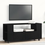 vidaXL Dulap TV cu roți stejar negru 102x34,5x43 cm lemn prelucrat vidaXL Dulap TV cu roți stejar negru 102x34,5x43 cm lemn prelucrat