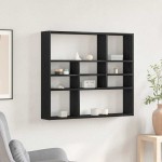 vidaXL Raft de perete, stejar negru, 90x16x78 cm, lemn prelucrat vidaXL Raft de perete, stejar negru, 90x16x78 cm, lemn prelucrat
