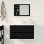 vidaXL Oglindă de baie Stejar negru 60x10,5x45 cm lemn prelucrat
