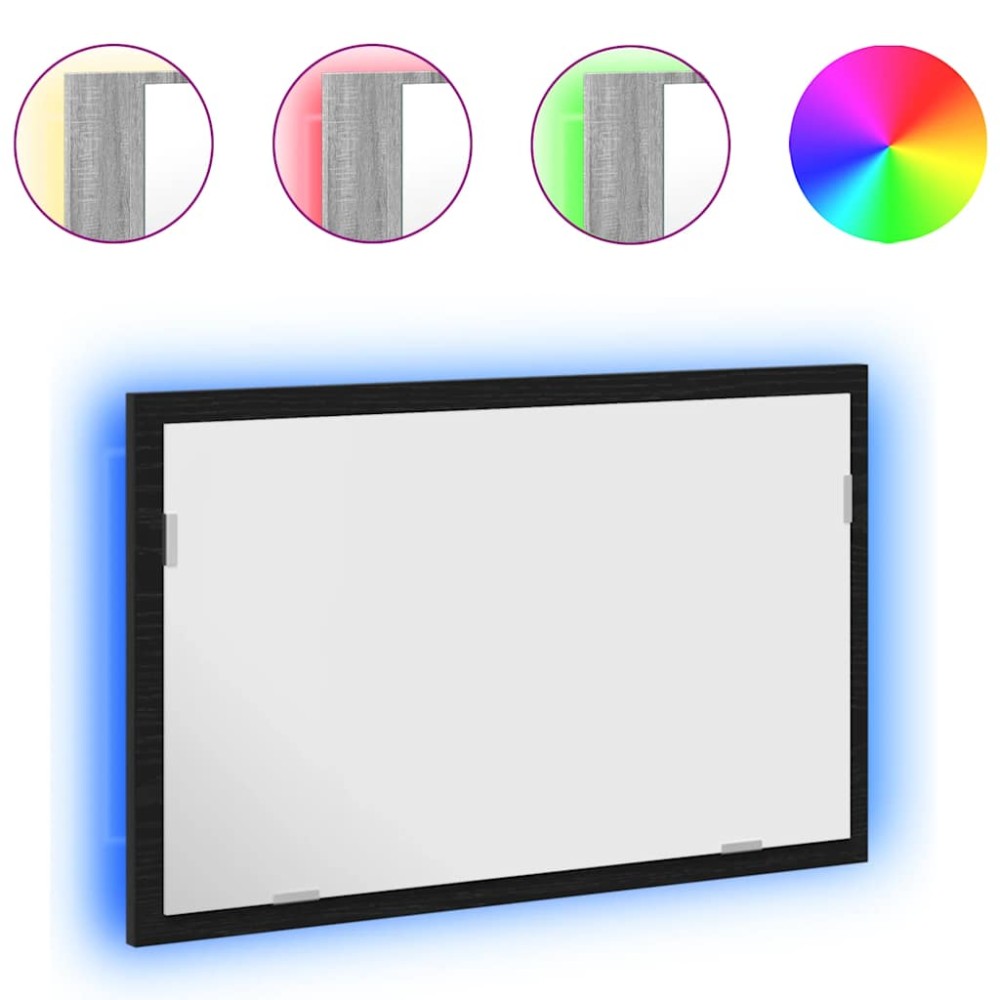 vidaXL Oglindă de baie cu lumini LED, stejar negru, 60x8,5x37 cm